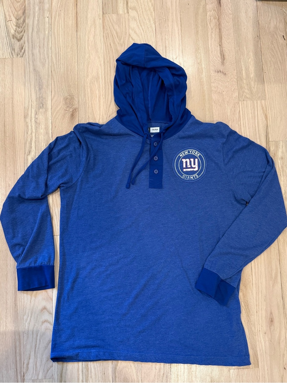New York Giants NFL Men's Long Sleeve Lightweight Henley Hooded Shirt Size L